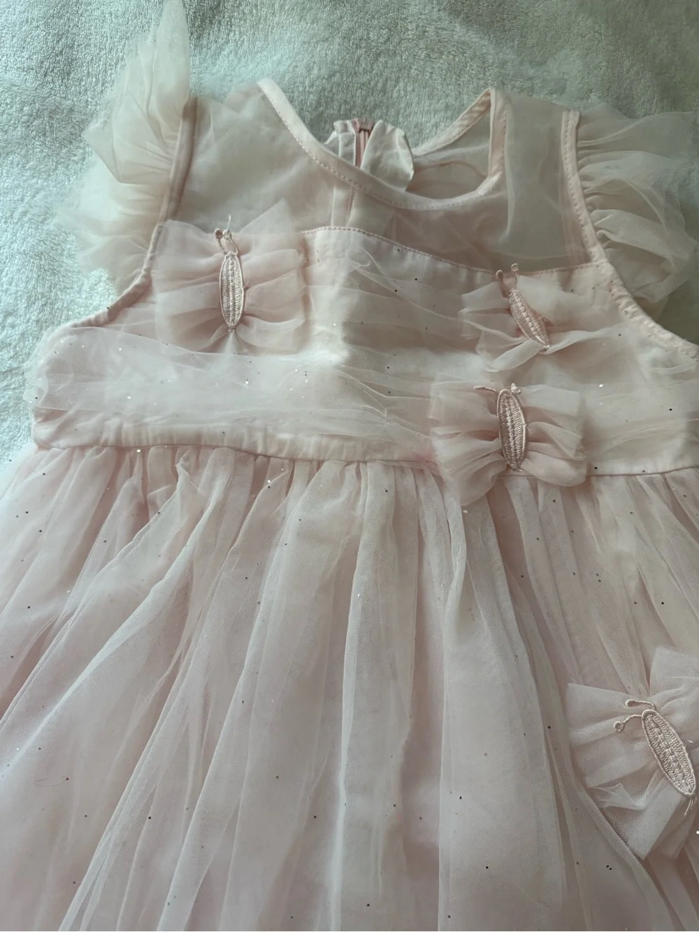 Girls Light Pink Tulle Party Dress with Bows size 5T